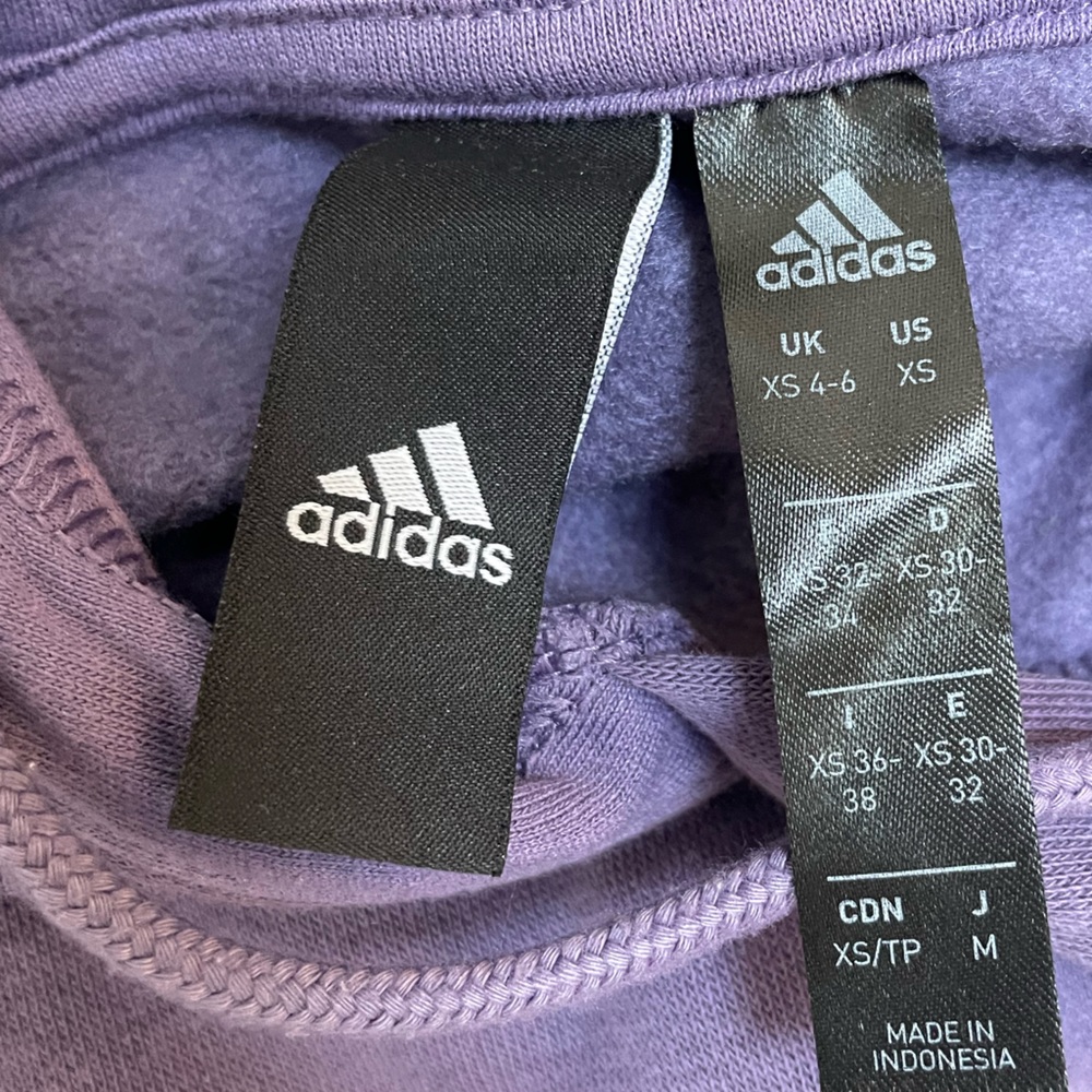 Adidas Hoodie Sweatshirt Purple Pullover Drawstrings - Picture 4 of 7